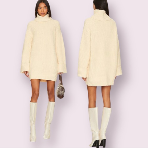 Lovers + Friends Dresses & Skirts - Lovers and Friends Braewyn Sweater Dress Cowl Neck Cream Size XL